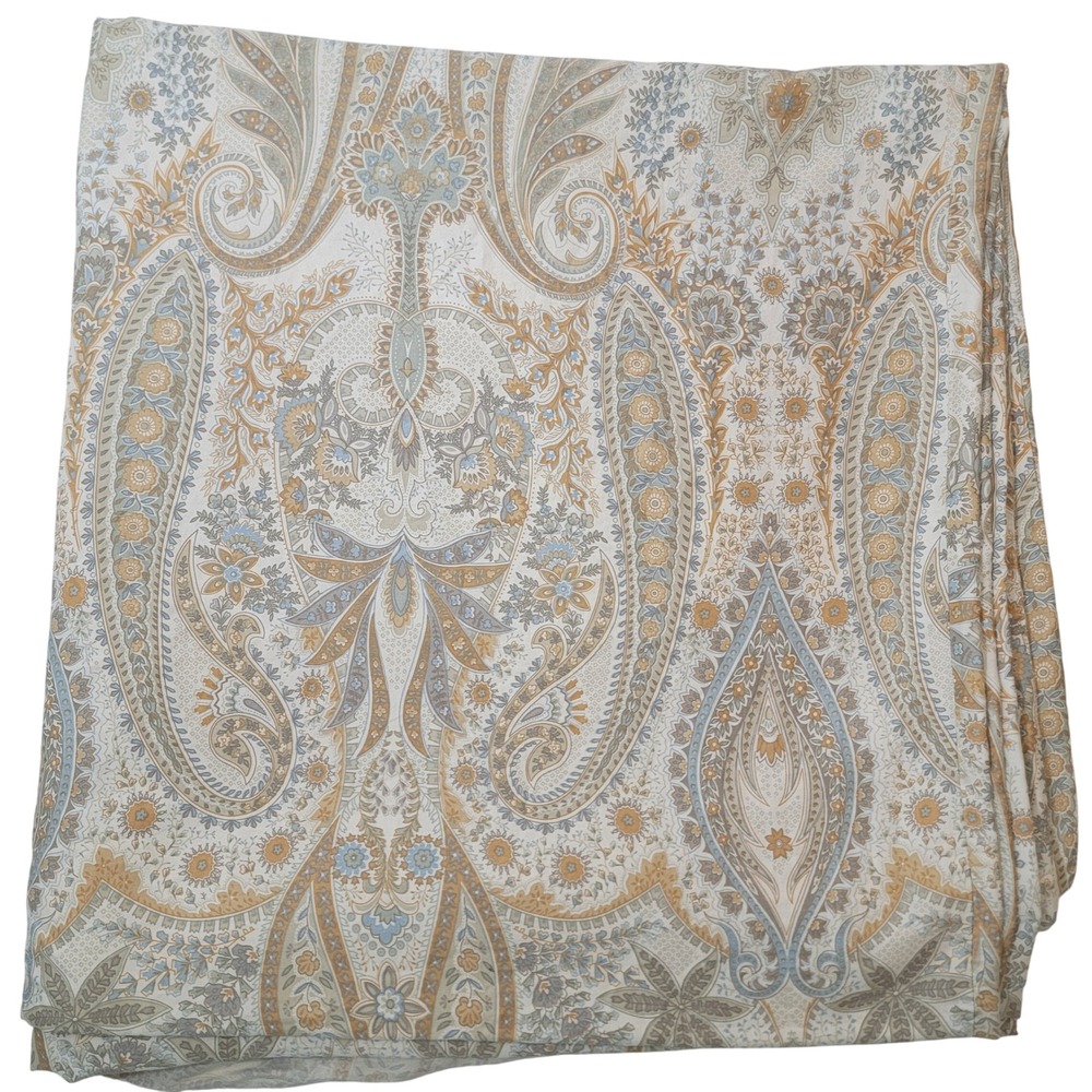 Pottery Barn Full Queen Duvet Cover Blythe Paisley Organic Cotton Neutral 2013